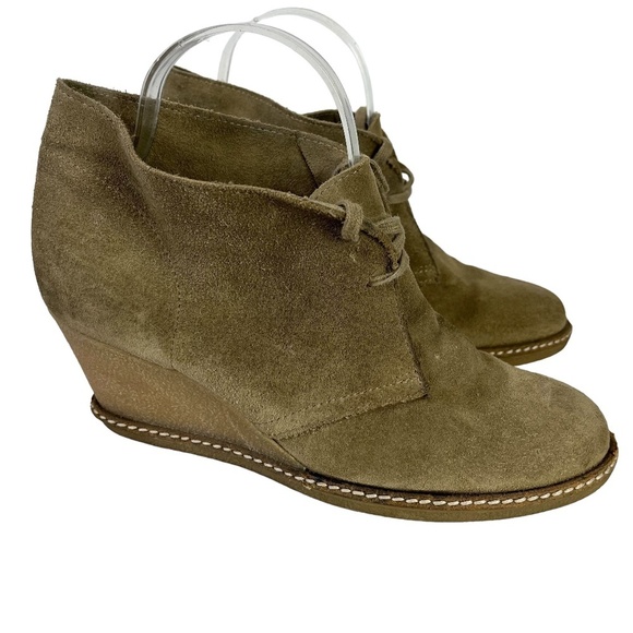 J CREW MACALISTER Wedge Boots Ankle Booties Genuine Leather Suede Shoes sz 8 - Picture 1 of 16